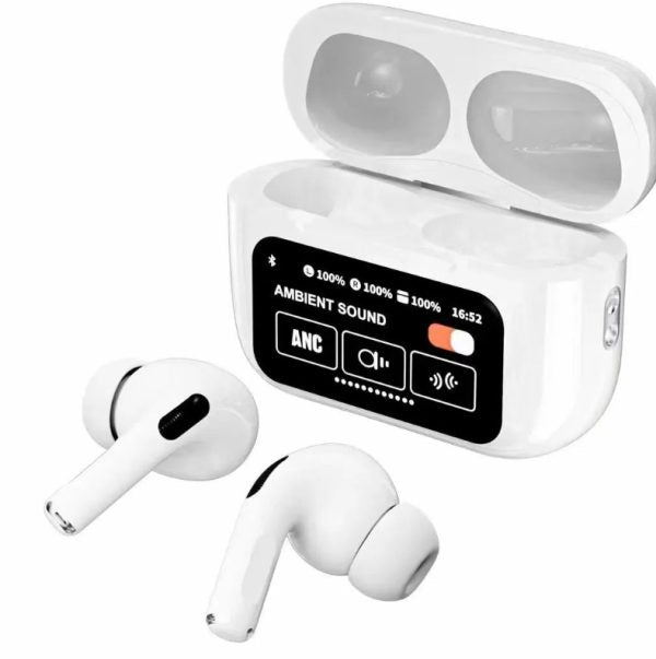 A9 Pro Wireless Earbuds | ANC/ENC Noise Reduction | Touchscreen Display | BT 5.4 | For Android & iOS – Apple-Style Design