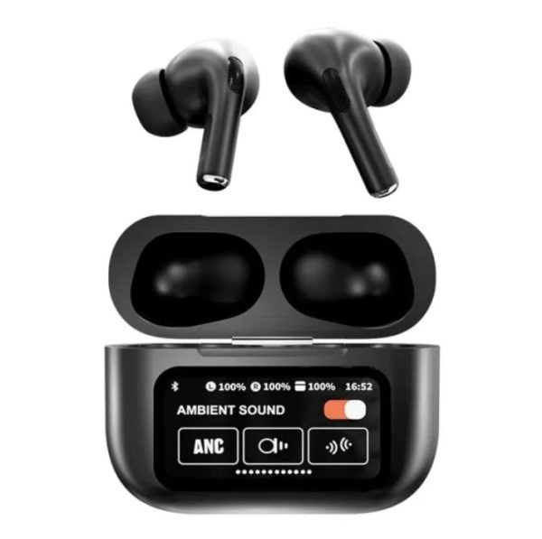 A9 Pro Wireless Earbuds | ANC/ENC Noise Reduction | Touchscreen Display | BT 5.4 | For Android & iOS – Apple-Style Design