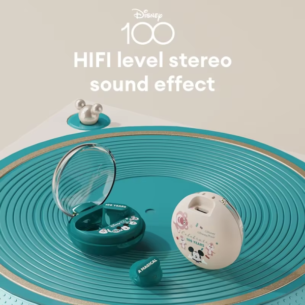 Disney 100th Anniversary Edition | QS-T1 Wireless Bluetooth 5.3 Earbuds – HiFi Stereo Sound, Low Latency, Random Color