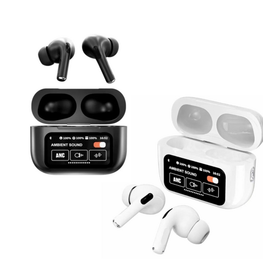 A9 Pro Wireless Earbuds | ANC/ENC Noise Reduction | Touchscreen Display | BT 5.4 | For Android & iOS – Apple-Style Design